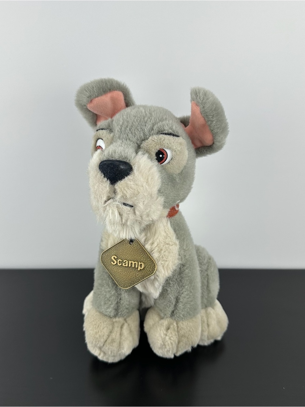 Disney Lady and the Tramp Scamp Puppy Dog 9” Gray White Plush Stuffed Animal